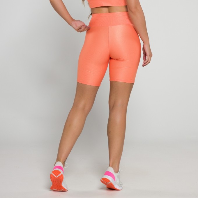 Short Básico Mini Canelado Laranja