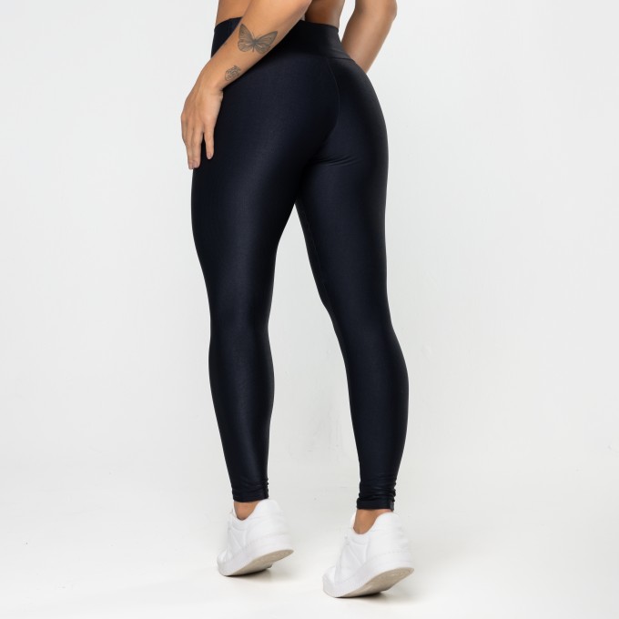 Calça Legging Mini Canelado Preta