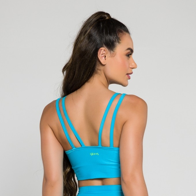 Top Flor Alça Dupla Azul Céu