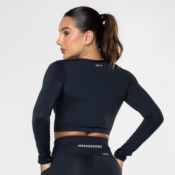 Cropped Manga Longa Preto