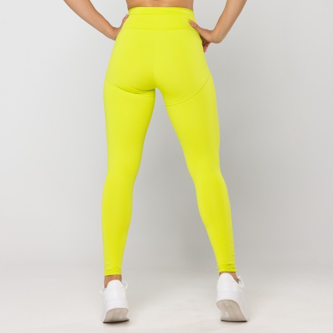 Calça Legging Oxy Amarelo Limão com Recortes
