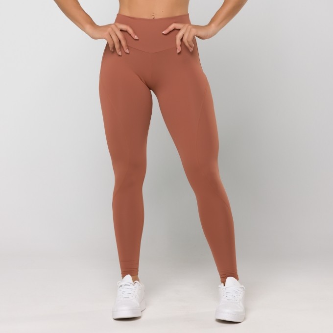 Calça Legging Oxy Marrom com Recortes