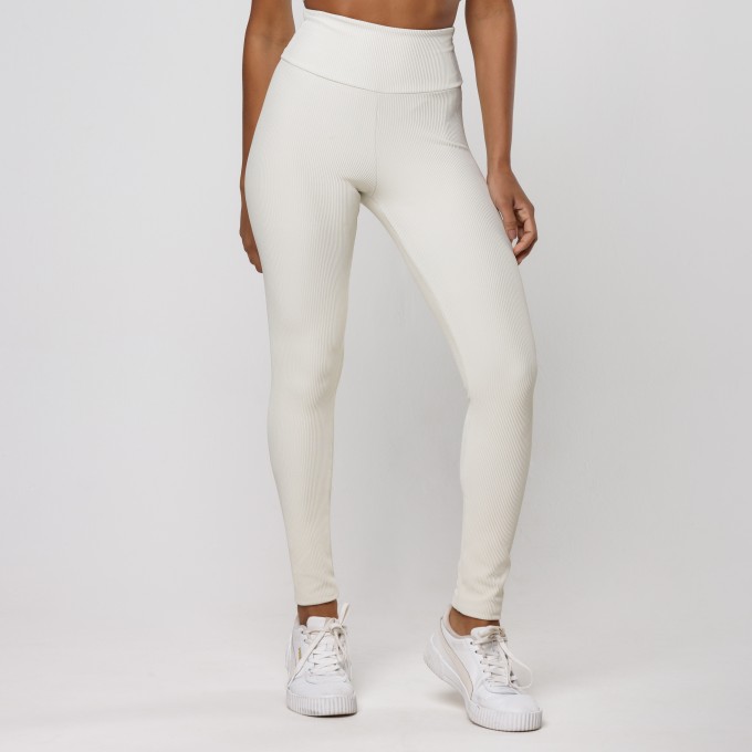 Calça Legging Aura Canelada Off White