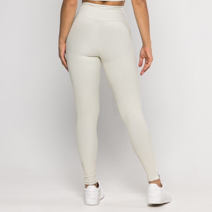 Calça Legging Aura Canelada Off White