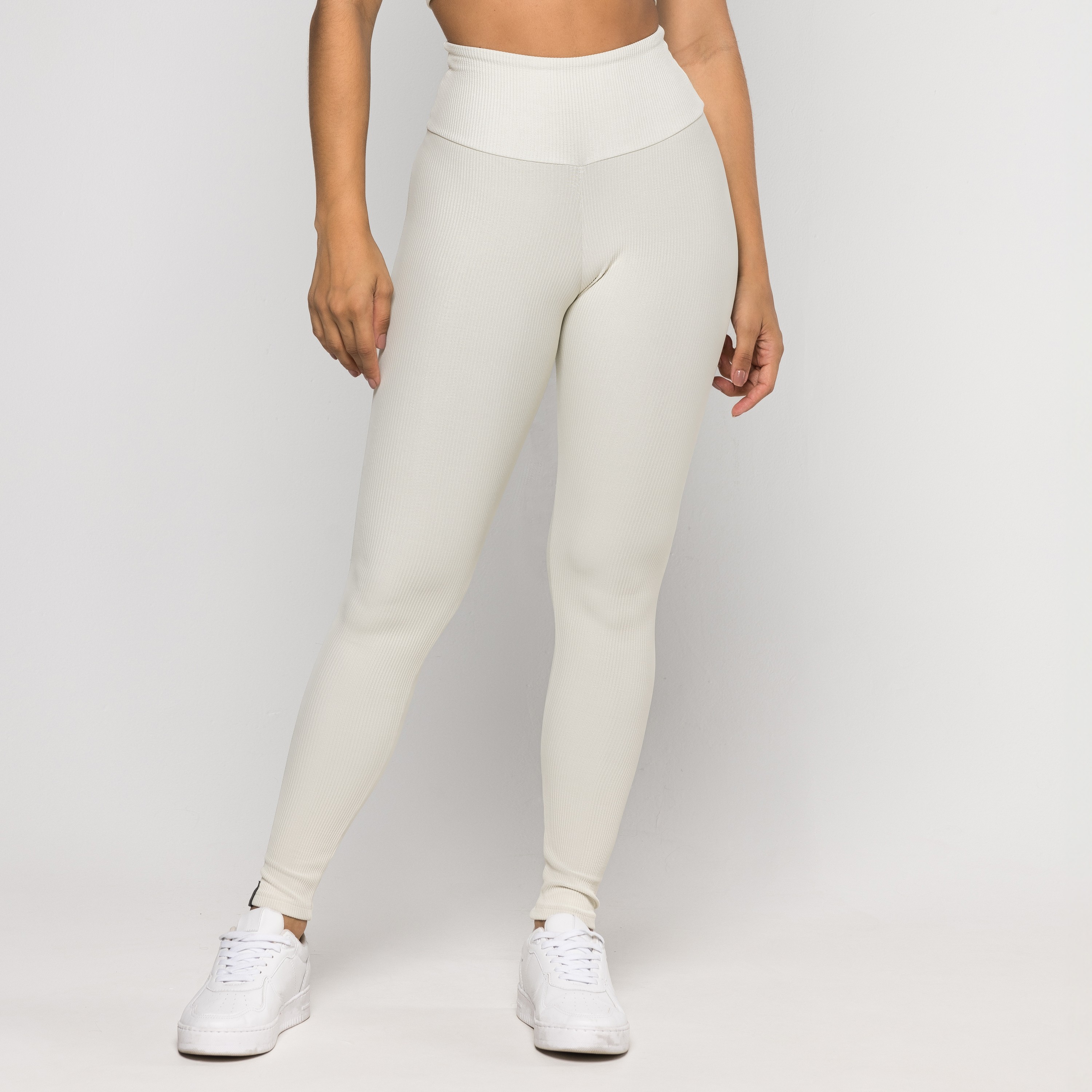 Calça Legging Aura Canelada Off White