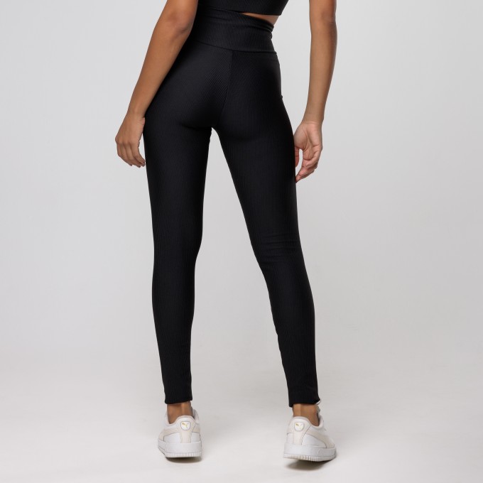 Calça Legging Aura Canelada Preta