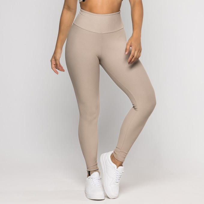 Calça Legging Aura Canelada Nude