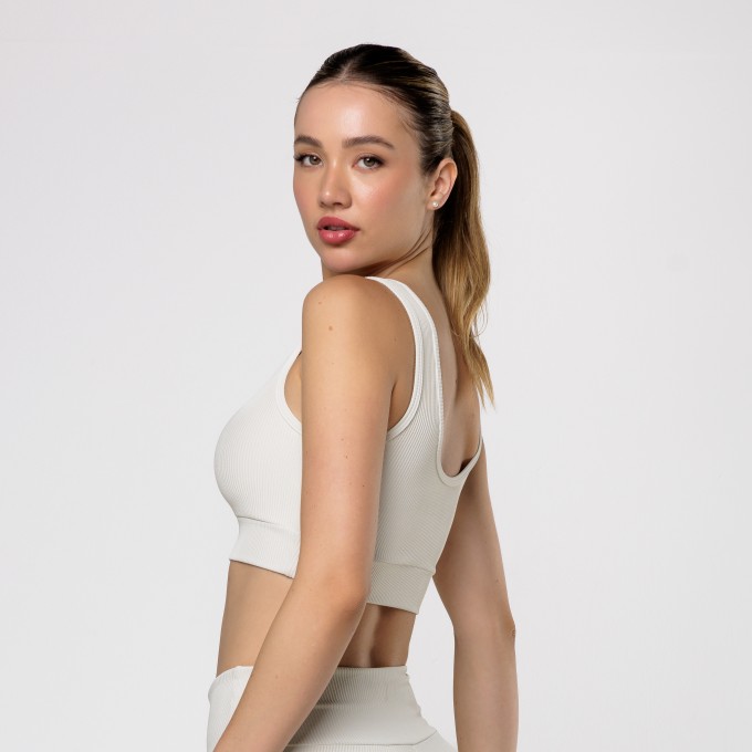 Top Aura Canelado Off White