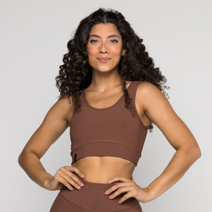 Top Aura Canelado Marrom