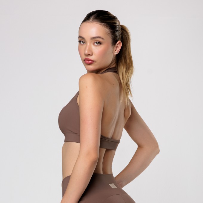 Top Frente Única Marrom Castanho