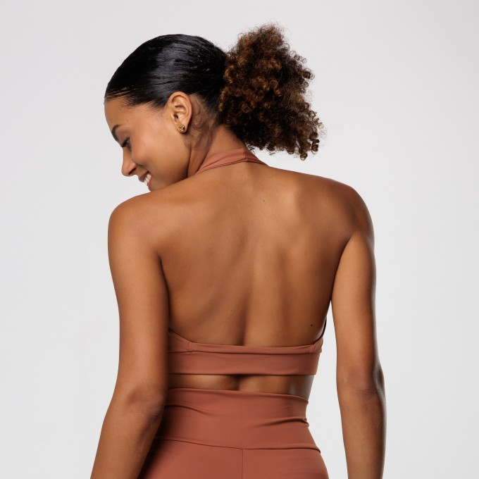 Top Frente Única Marrom