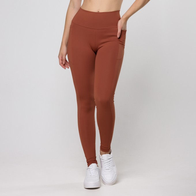 Calça Legging UP Marrom com Bolso