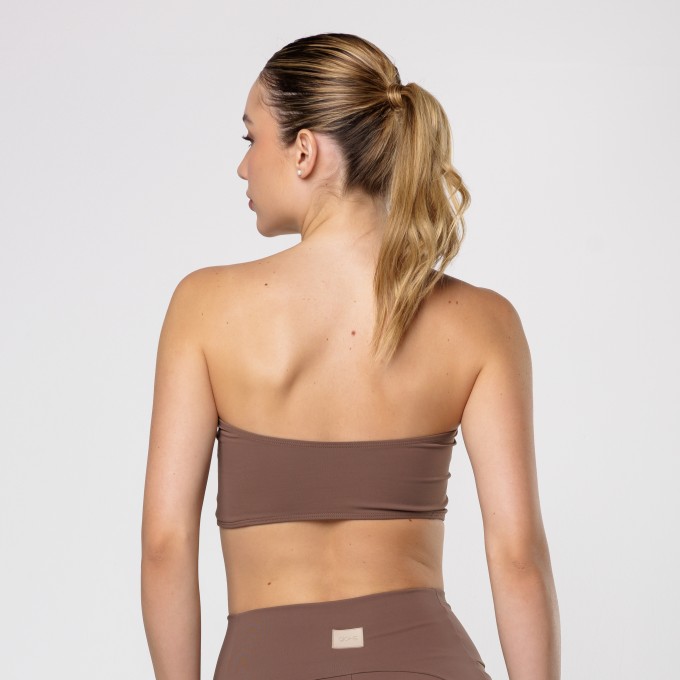 Top Faixa Feminino Marrom Castanho