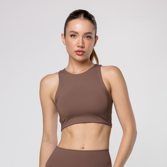 Cropped Fitness Luna Marrom Castanho