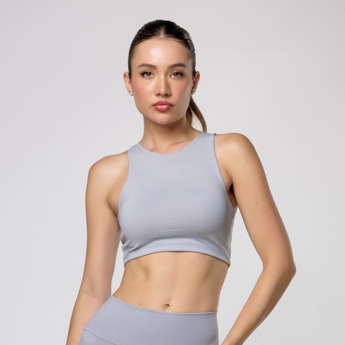 Cropped Fitness Luna Cinza