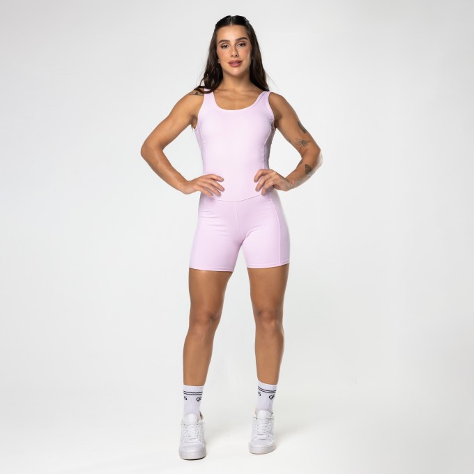 Macaquinho Fitness Gaia Rosa Claro