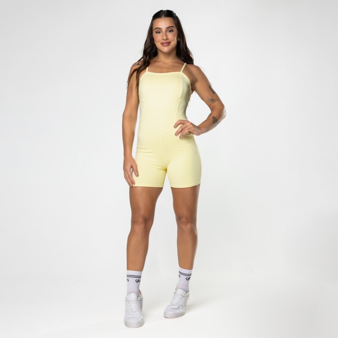 Macaquinho Fitness Shape Amarelo Manteiga