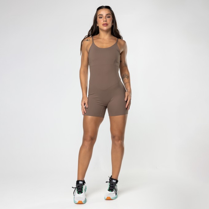 Macaquinho Fitness Energy Marrom Castanho