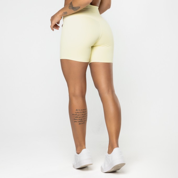 Short Gaia Cós Cruzado Amarelo Manteiga