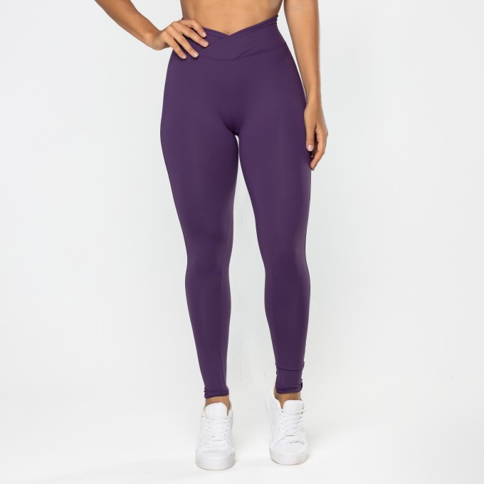 Calça Legging Gaia Cós Cruzado Roxo Escuro