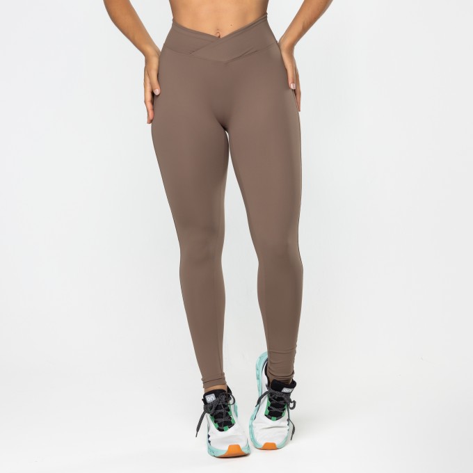 Calça Legging Gaia Cós Cruzado Marrom Castanho