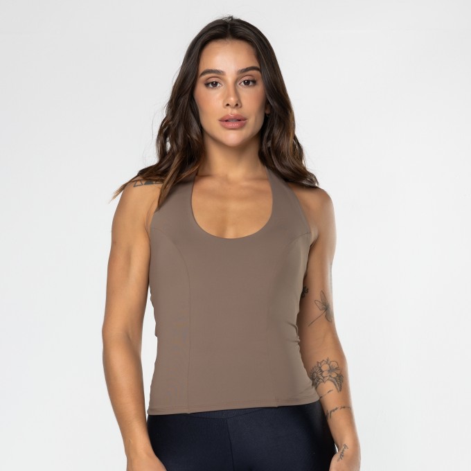 Camiseta Frente Única Marrom Castanho