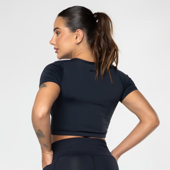 Cropped Run Manga Curta Preto