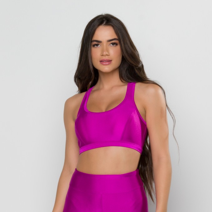 Top Glam Fuchsia Cruzado com Recortes