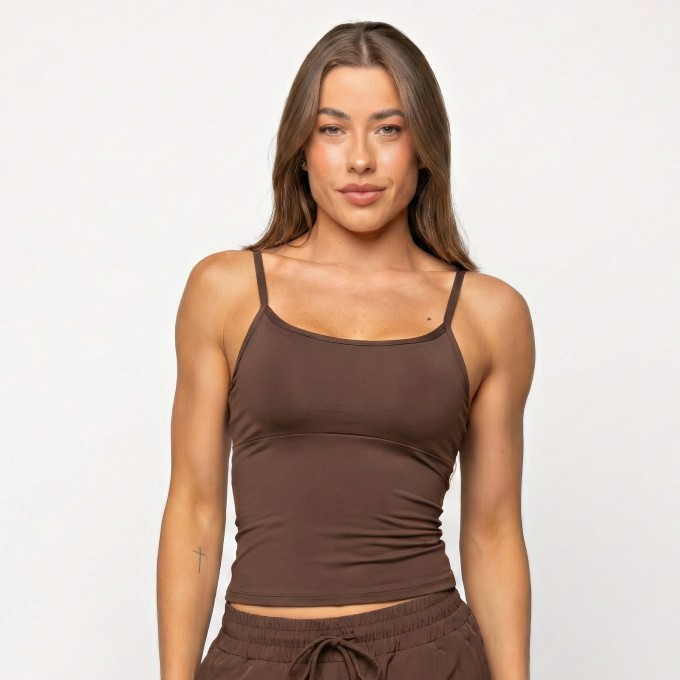 Camiseta Alça Fina Marrom