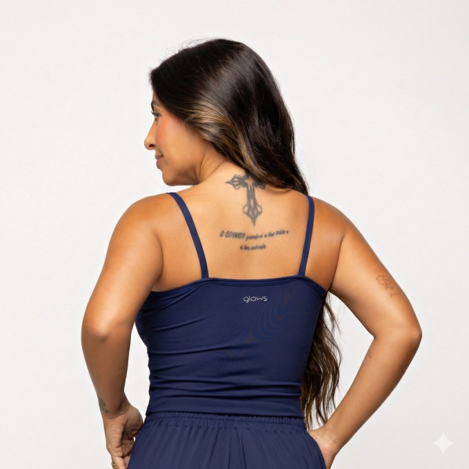 Camiseta Alça Fina Azul Marinho