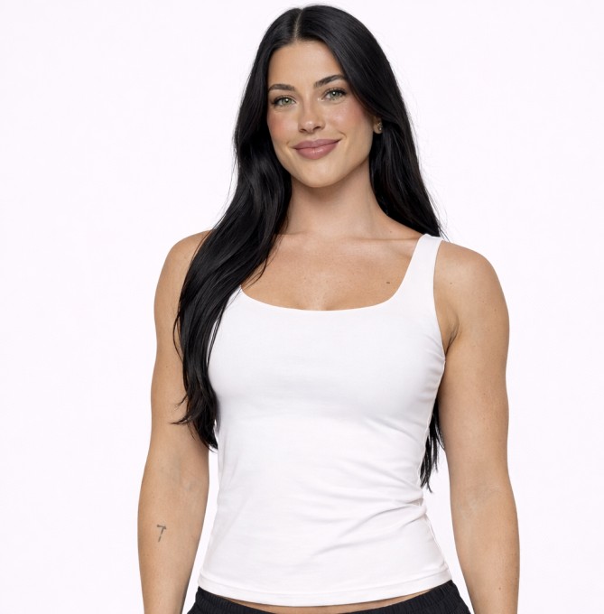 Camiseta Básica Alça Larga Branca