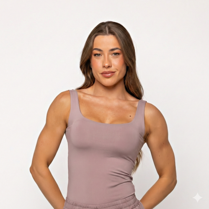 Camiseta Básica Alça Larga Rosa Queimado