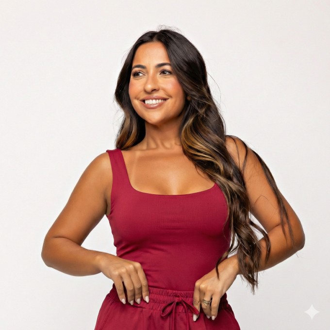 Camiseta Básica Alça Larga Vermelho Rubi