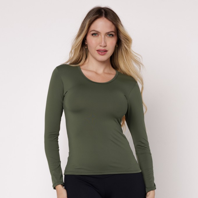 Blusa Microfibra Manga Longa Verde