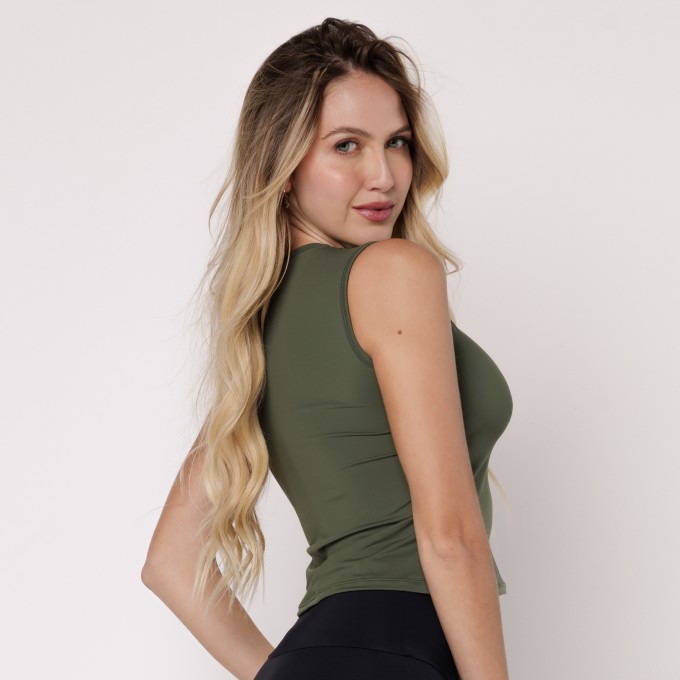 Blusa Microfibra Verde Sem Manga